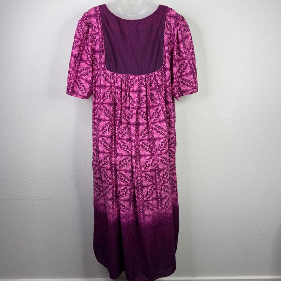 Only Necessities Muu Muu Dress Nightgown Womens 2X Pink Purple Lounge Batik Boho - Picture 2 of 9